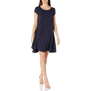 Artisan NY Navy Swing Jersey Knit Babydoll Short Sleeve T-Shirt Dress
